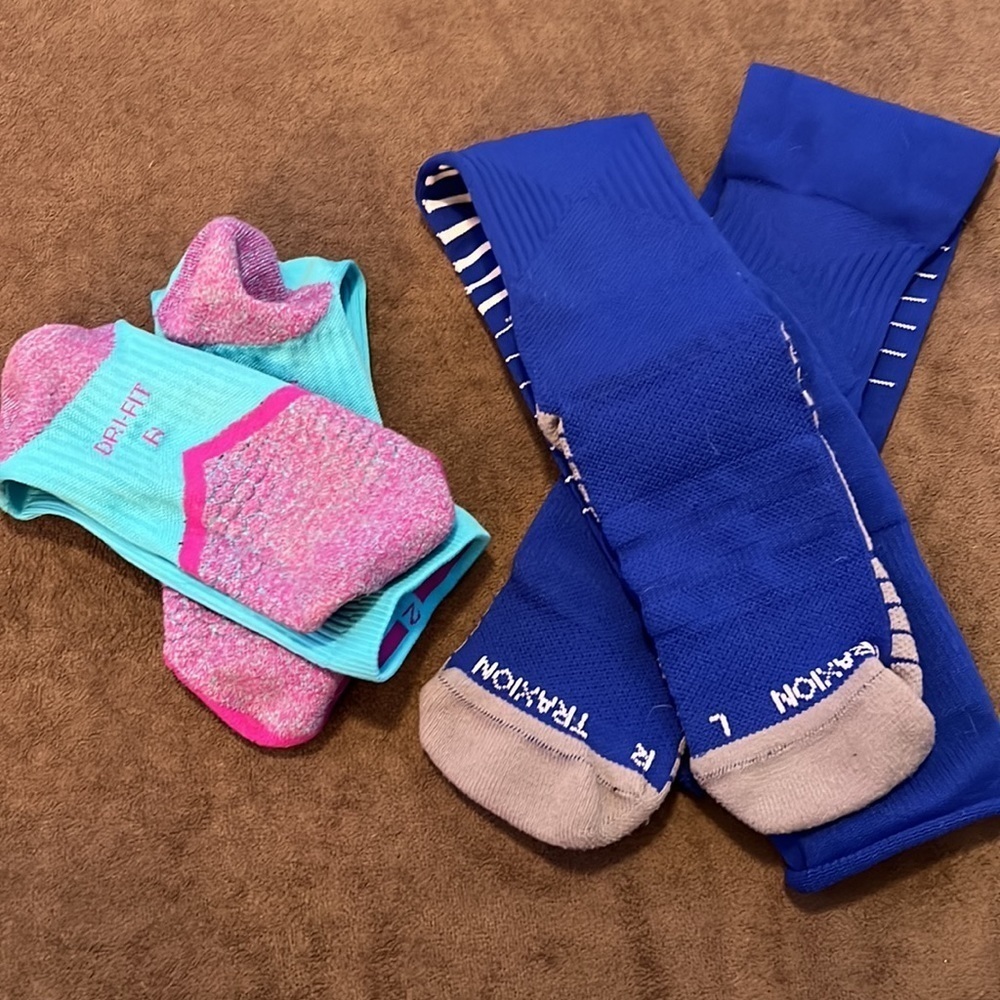 Nike and Adidas size large socks. Two lengths